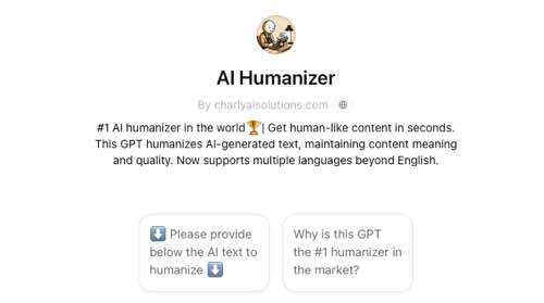 Screenshot of the web page for AI Humanizer Screenshot of the web page for AI Humanizer