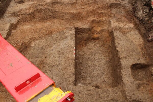 A large Roman quarry pit located in the extreme south of the excavated area. Scale 0.50m