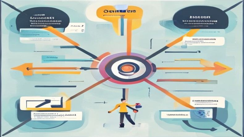 A clean, modern illustration depicting the Saga pattern with an orchestrator. It shows a central 'Orchestrator' component sending commands to three distinct services: 'Order Service', 'Inventory Service', and 'Payment Service'. Arrows show sequential steps and potential rollback paths with compensating transactions. The design is abstract and uses a bright, inviting color scheme.