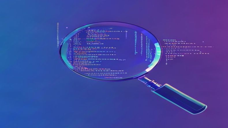 A clean, modern illustration of a magnifying glass hovering over complex Python code, highlighting specific lines that represent performance bottlenecks. The background is a gradient of blue and purple, suggesting data analysis and optimization.