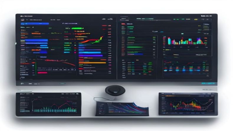 A dashboard showing a high percentage number for code coverage, with various metrics and charts indicating code quality and test pass rates. Professional UI, clean data visualization.