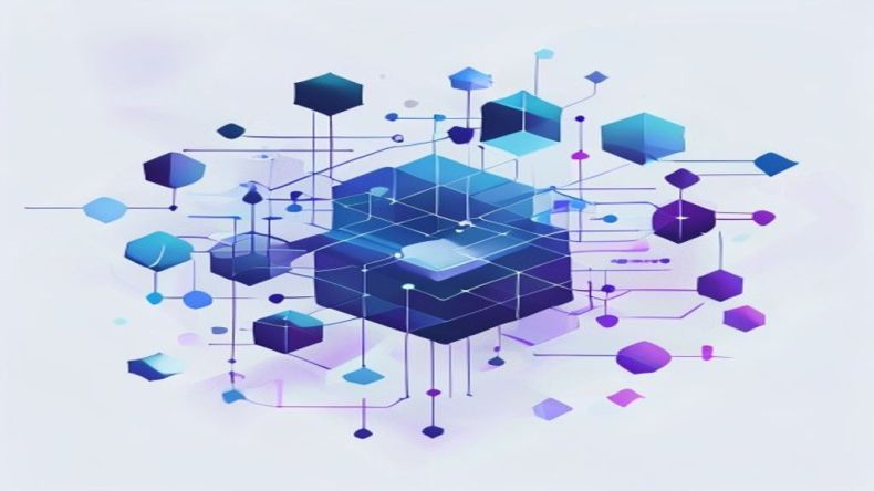 An abstract illustration representing data flow and processing. Geometric shapes like hexagons and lines connect, symbolizing data points and their movement, with subtle gradients of blue and purple. A central, simplified CPU icon is integrated into the flow, indicating computation.
