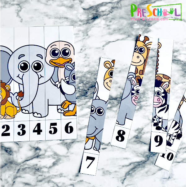 free printable zoo animal number puzzles