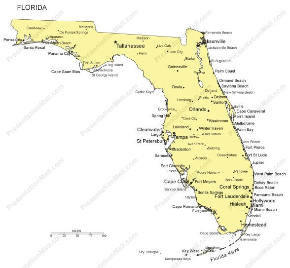 Major Cities In Florida Fl Cit Lg 
