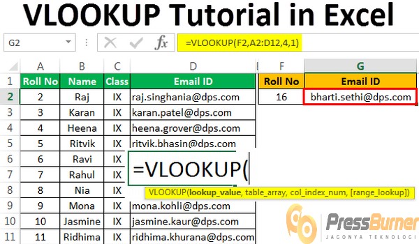 Rumus vlookup pada microsoft excel bisa digunakan untuk membuat aplikasi surat keterangan. Cara Menggunakan Vlookup Di Excel Dengan Mudah Pressburner Com