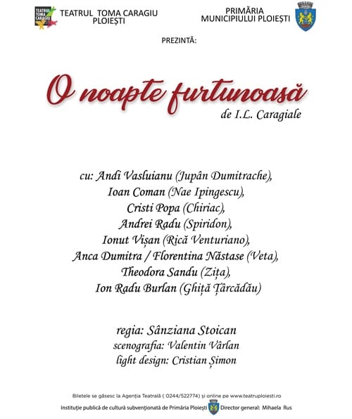 Dintre rolurile de dublaj realizate: Eveniment O Noapte Furtunoasa Va Asteapta Cu Primele Reprezentatii La Teatrul Toma Caragiu Primar In Prahova