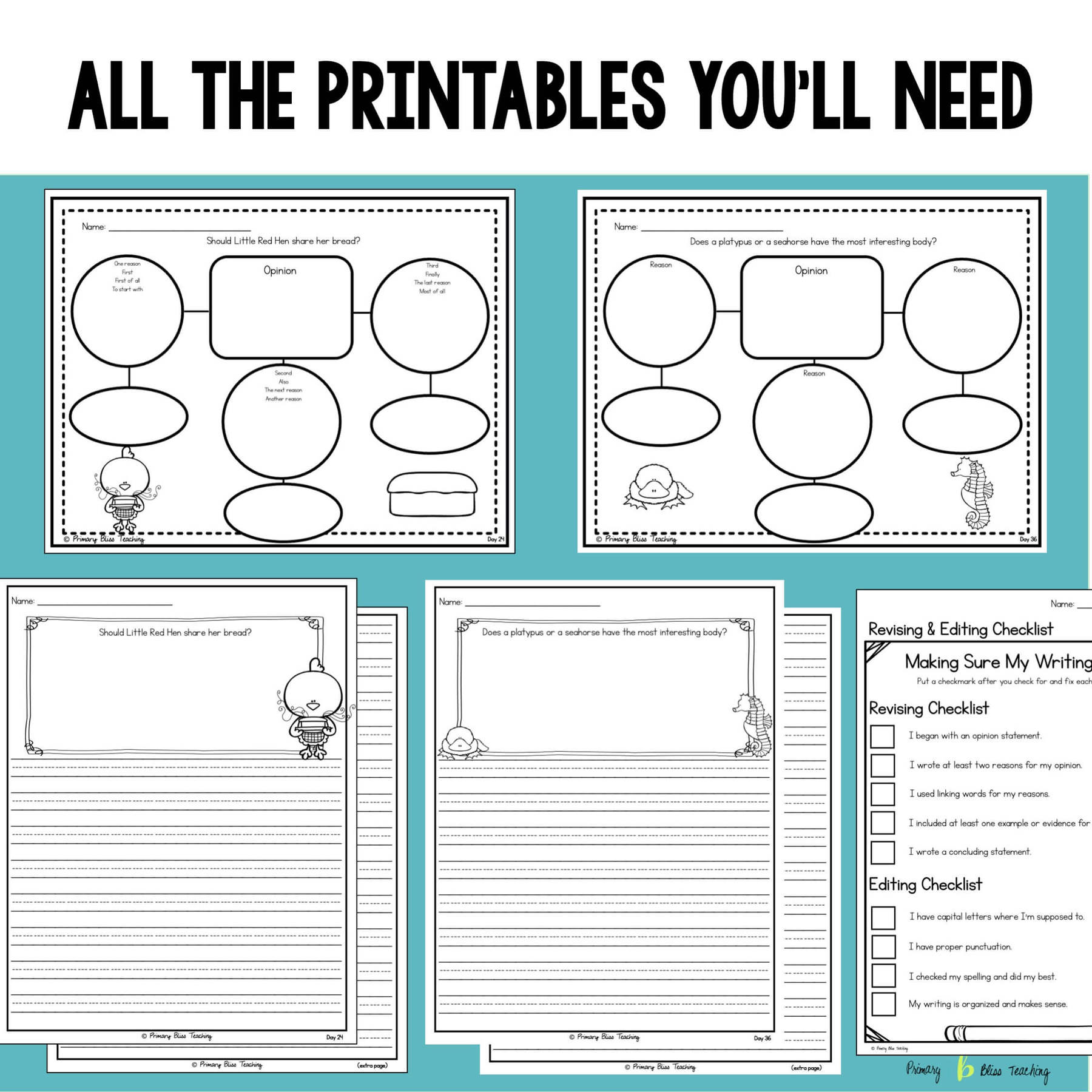 second grade structured opinion writing curriculum primary bliss teaching