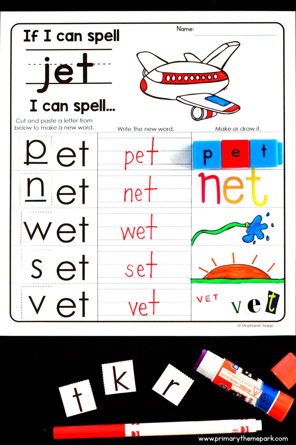 if i can spell worksheets primary theme park