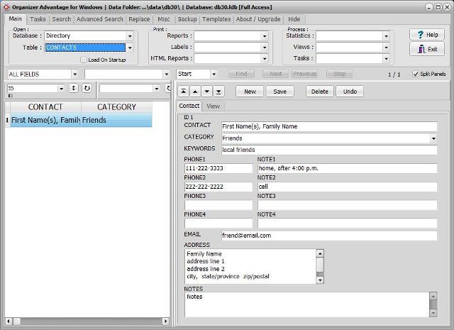 Free Business Directory Database Template For Organizer Deluxe And Pro Users Windows