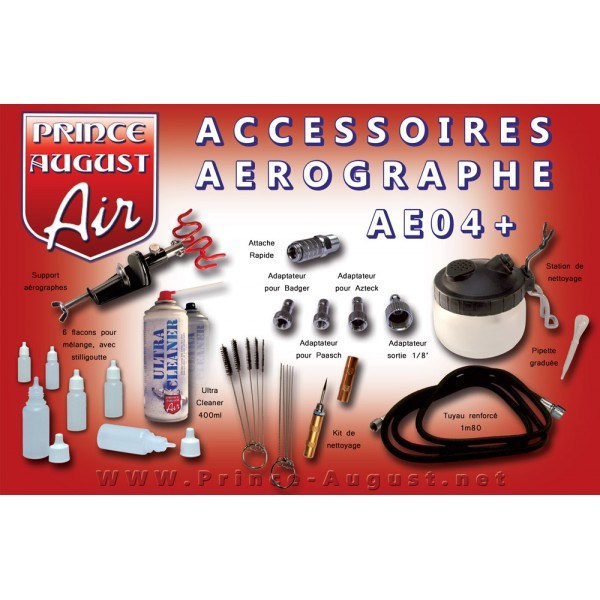 Prince August | AE04+ - Optimum Accessoires Aérographe + Ultra Cleaner