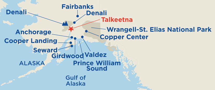 South Denali Talkeetna Activities Tours With Princess Lodges Map.