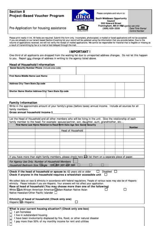 Section 8 housing application printable