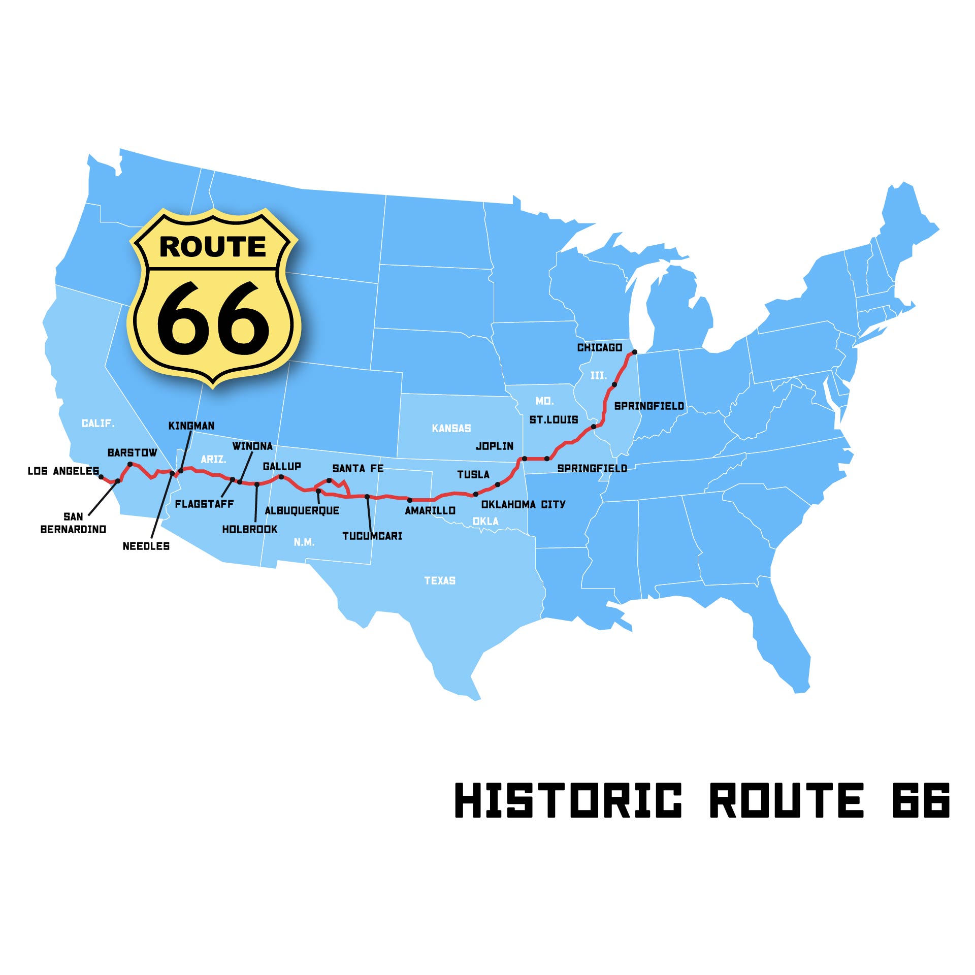 6 Best Images Of Printable Route Maps Printable Route 66 Map United Route 66 Map 247200 