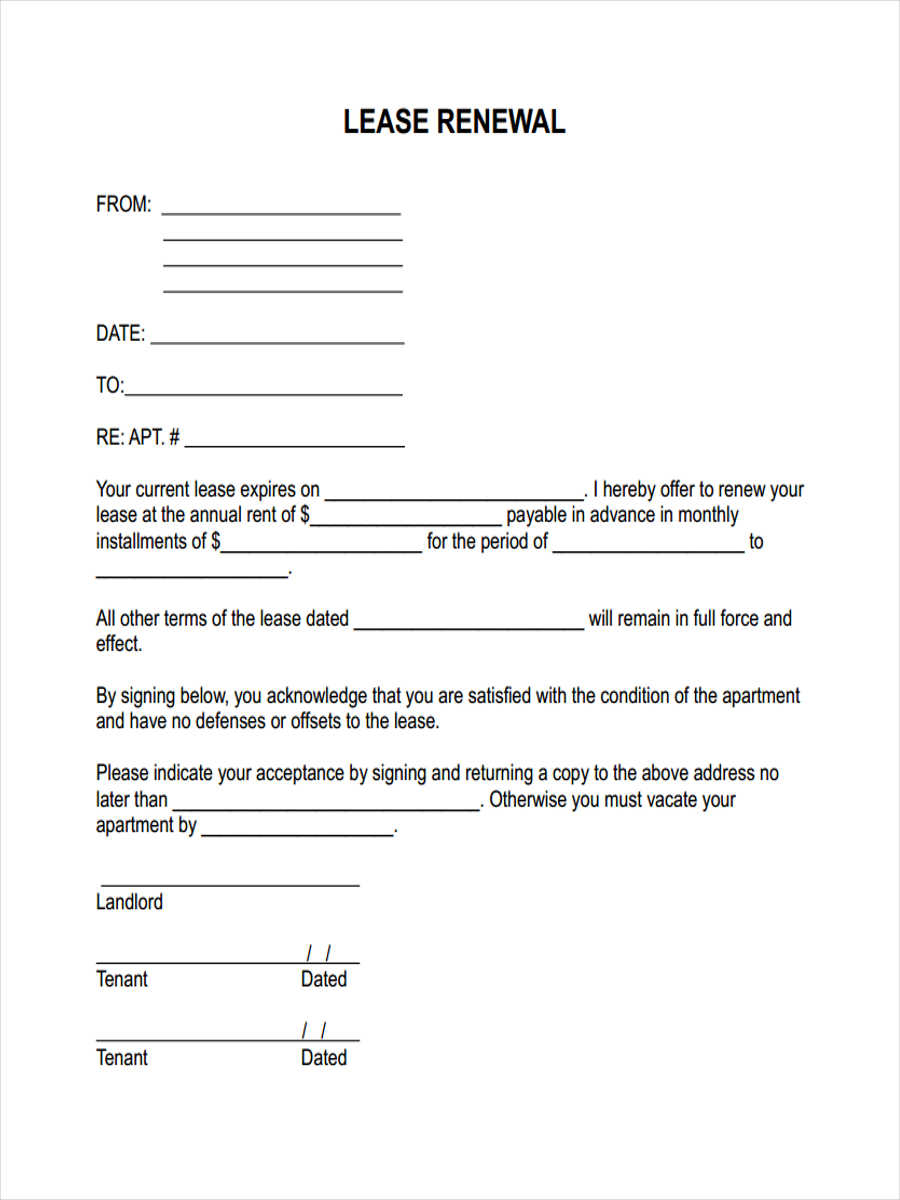 Printable lease renewal form