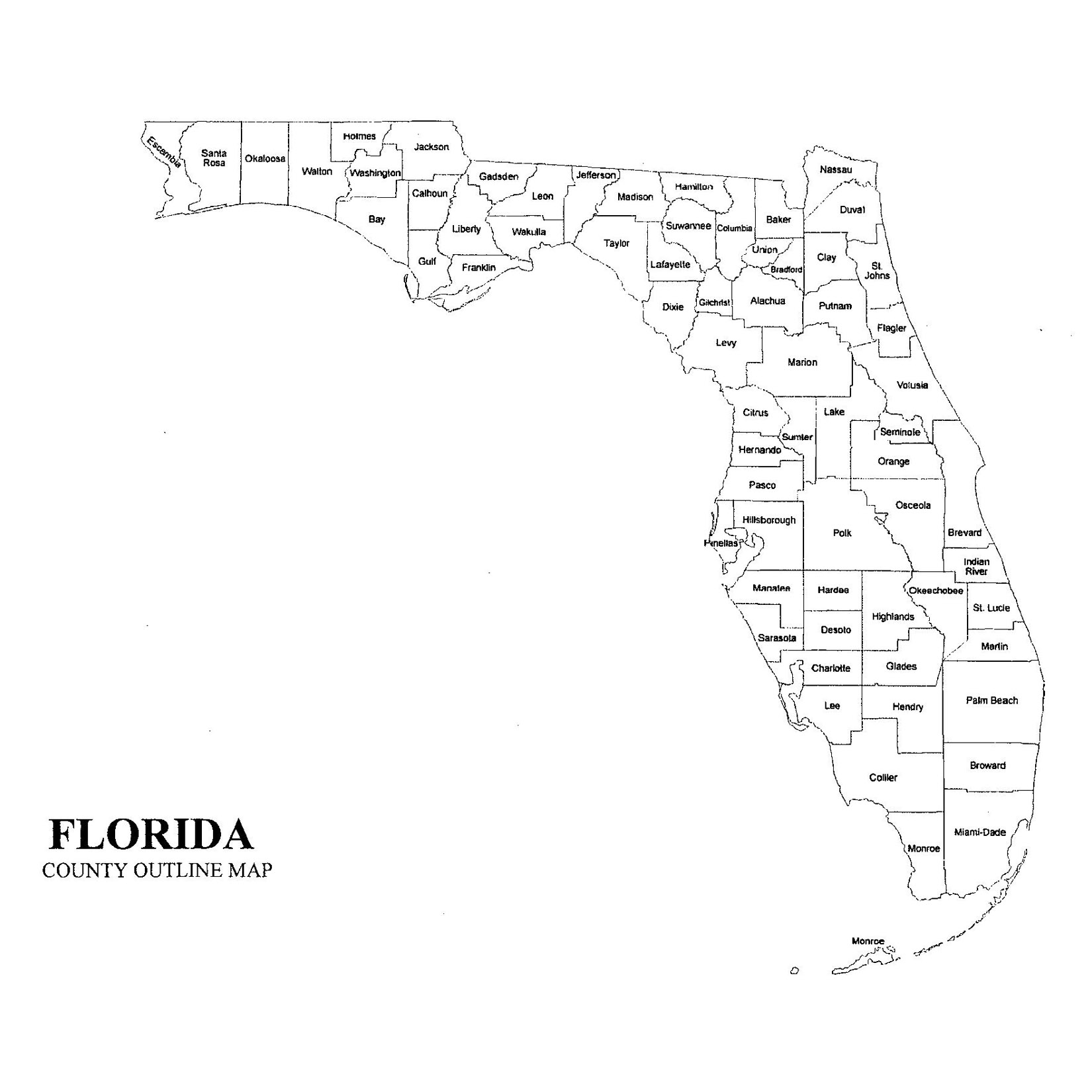 Printable Map Of Florida Printables Templates Free Florida County Map 