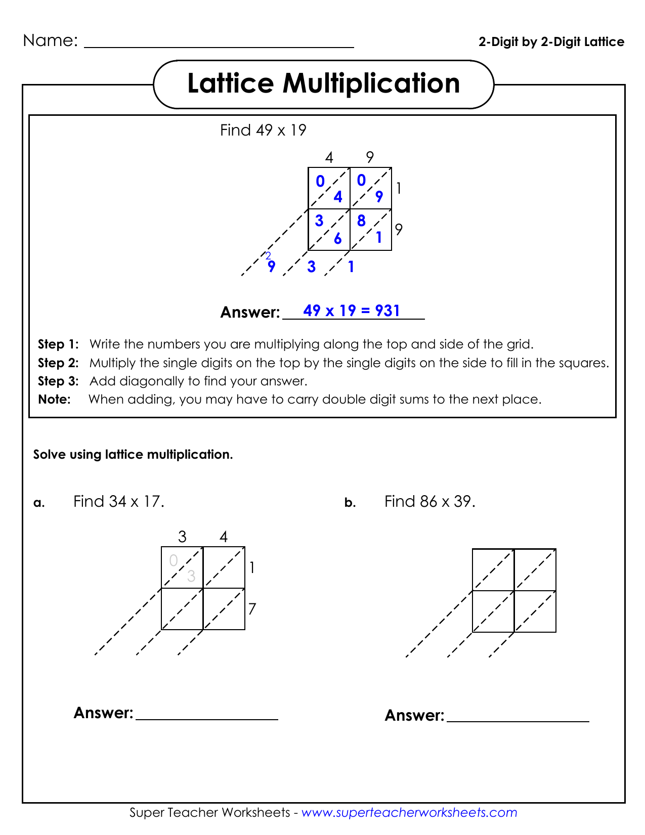 multiplication worksheets lattice method printablemultiplicationcom