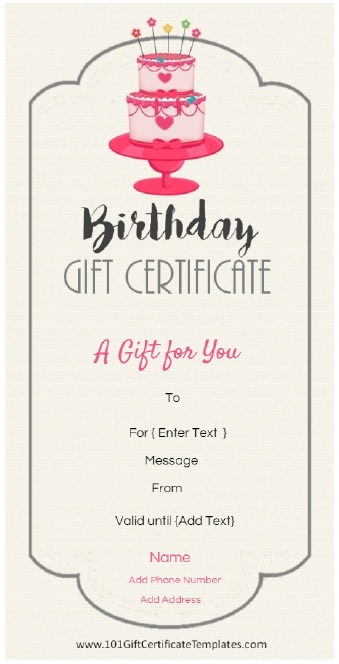13 Free Sample Birthday Gift Certificate Templates Printable Samples