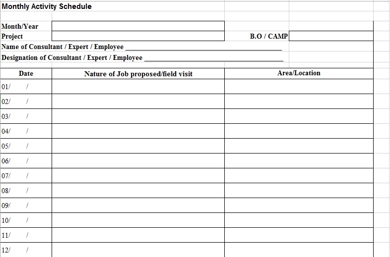 download monthly activity schedule template in excel format 9 printable samples