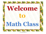 Printable Math Welcome Sign