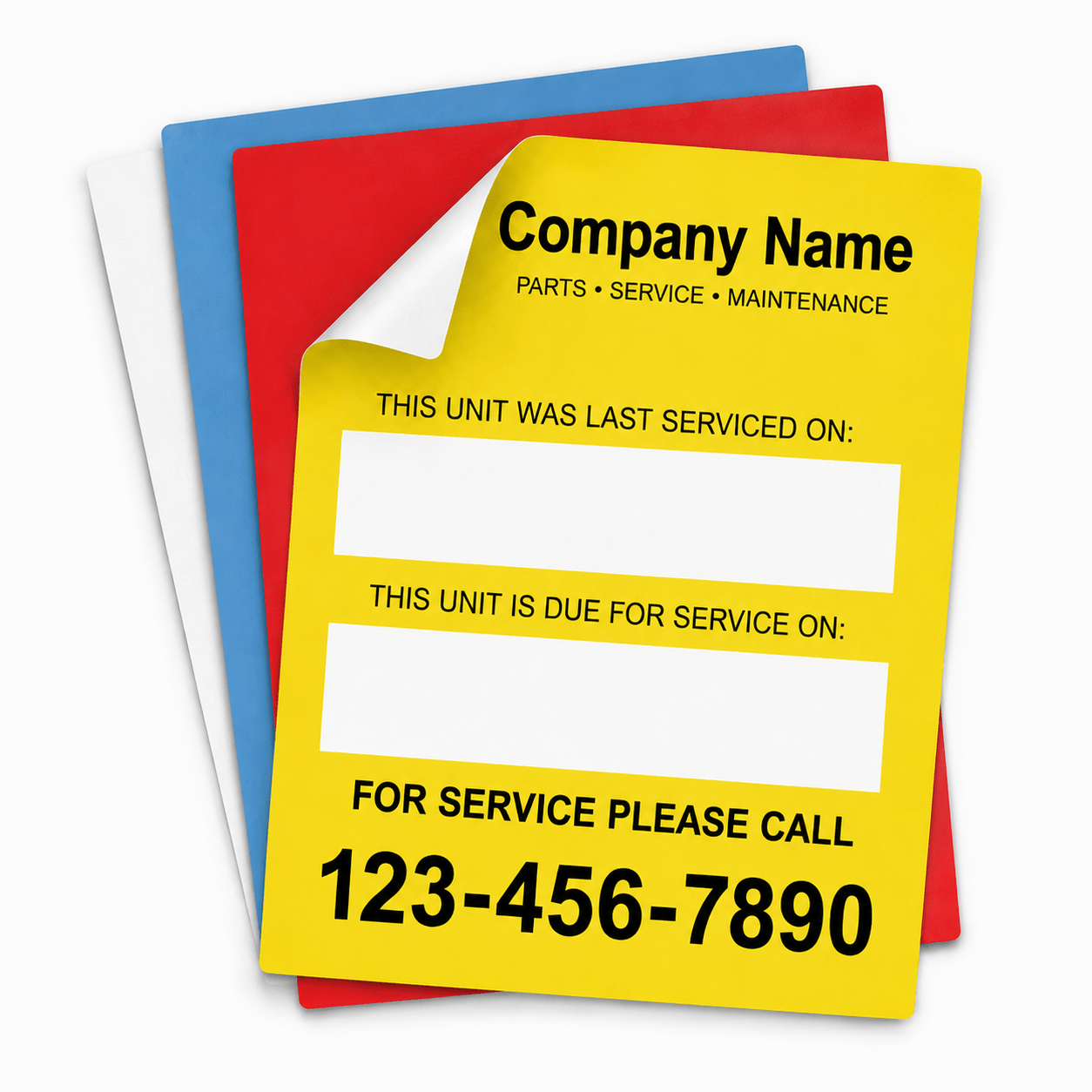 Service Call Label for Equipment