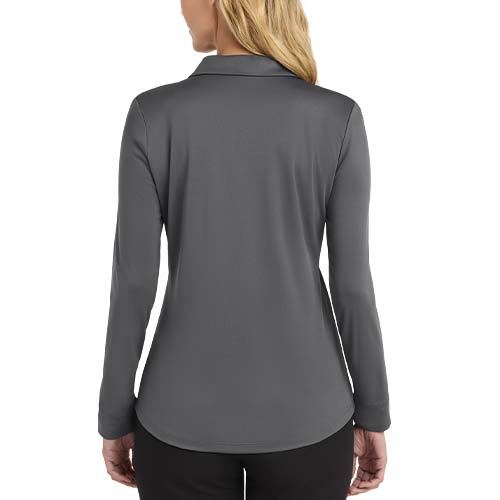 back view of Port Authority Ladies Silk Touch Long Sleeve Polo Shirt
