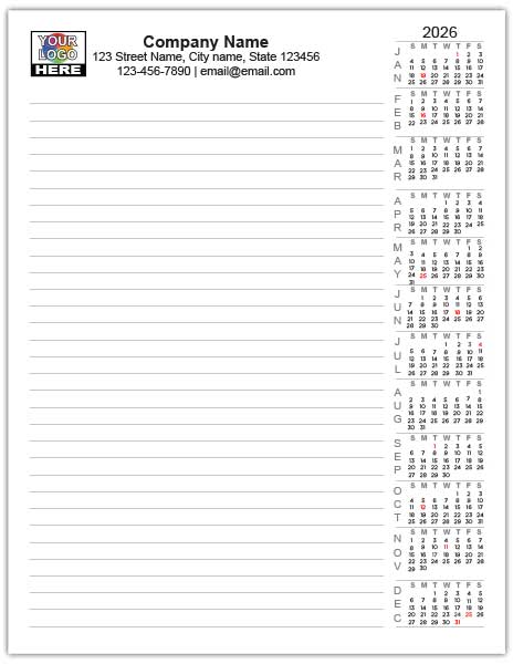 Calendar Notepad 2026