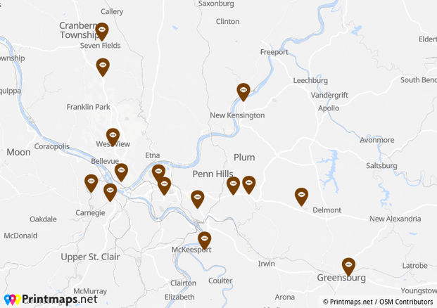 How to print a map with multiple locations