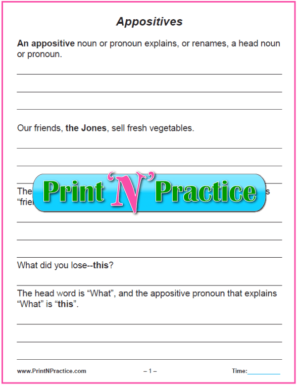 33 appositive practice worksheet answers