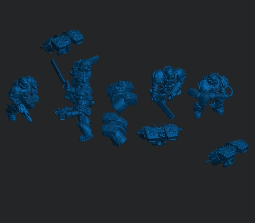 Death Company Marine with jump pack proxies for 40k warhammer stl