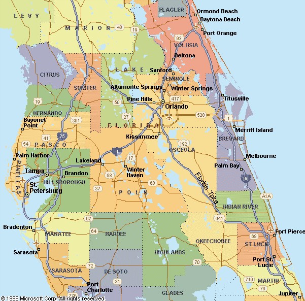 Map Of Central Florida Area Central Florida Map 