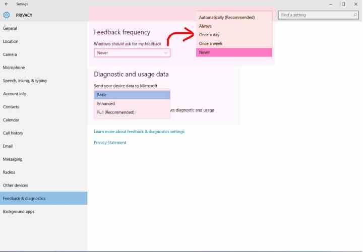 Windows Feedback frequency