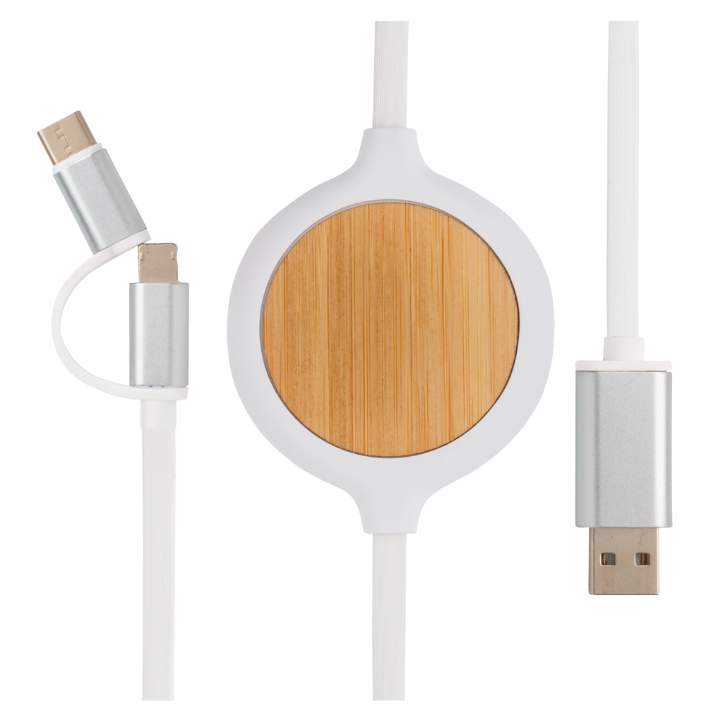 3 In 1 Cable With 5w Bamboo Wireless Charger Novo Profin D O O