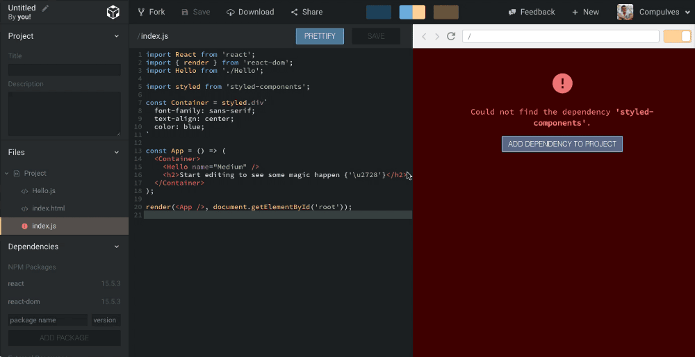 Prototype rapidly create web apps, test ideas, and share creations easily. CodeSanbox : un outil en ligne pour travailler sur des ...
