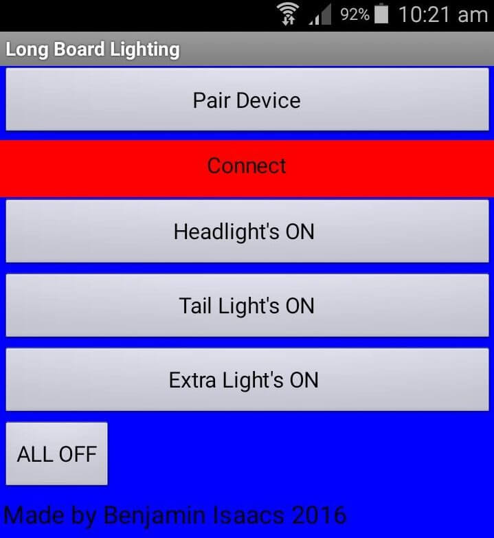 HC-06 bluetooth module LED Skateboard phone program