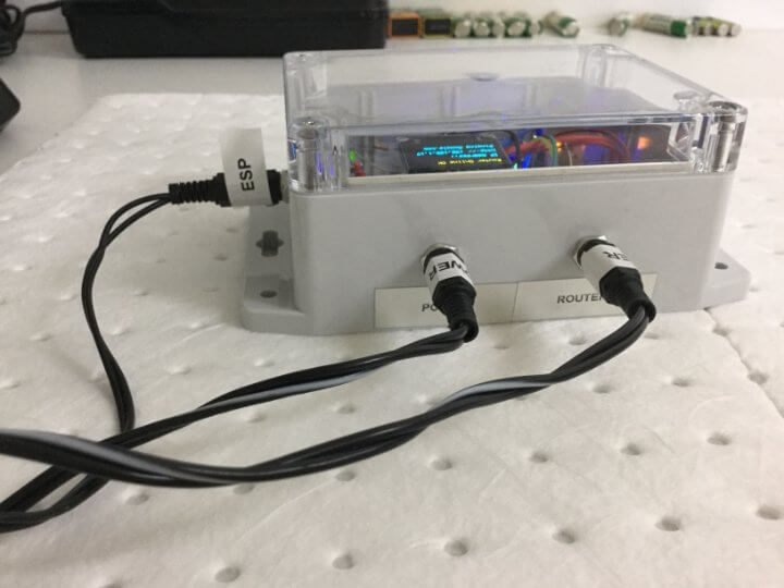 Profile view of ESP8266 Auto Resetter Project in enclosure