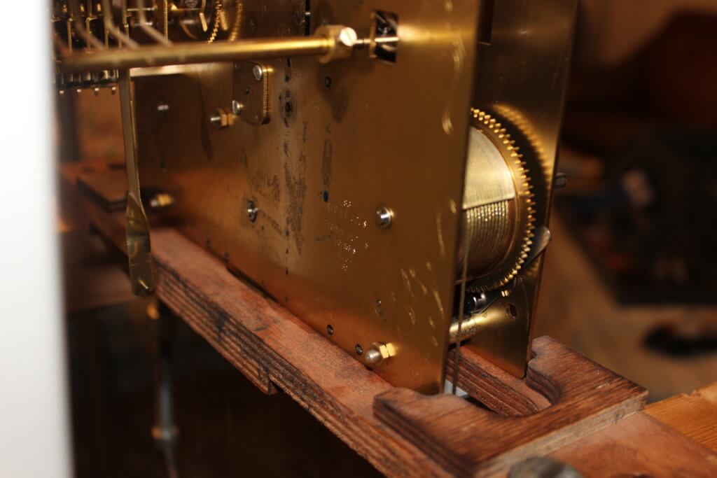grandfather clock mechanism in jig for arduino testing