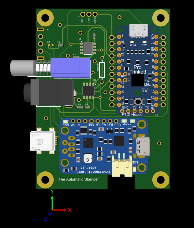 PCB layout with Adafruit Pro Trinket and other connections