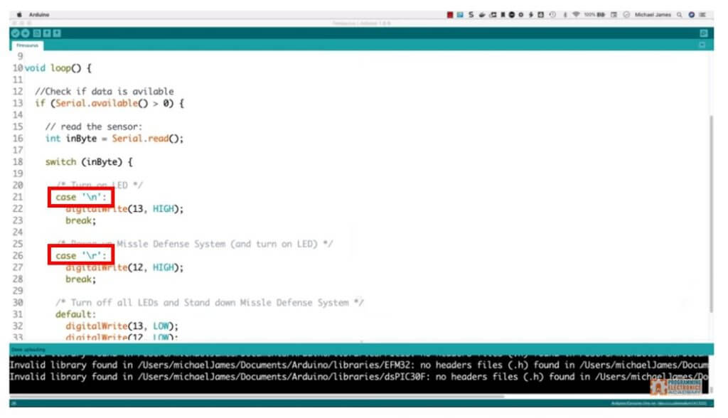 Changes to the Arduino sketch code