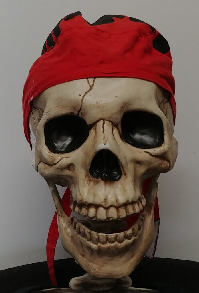 Arduino controlled animatronic skull with red bandana