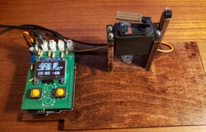 OLED display and servo motor on desk