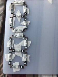 NEO pixels taped to board