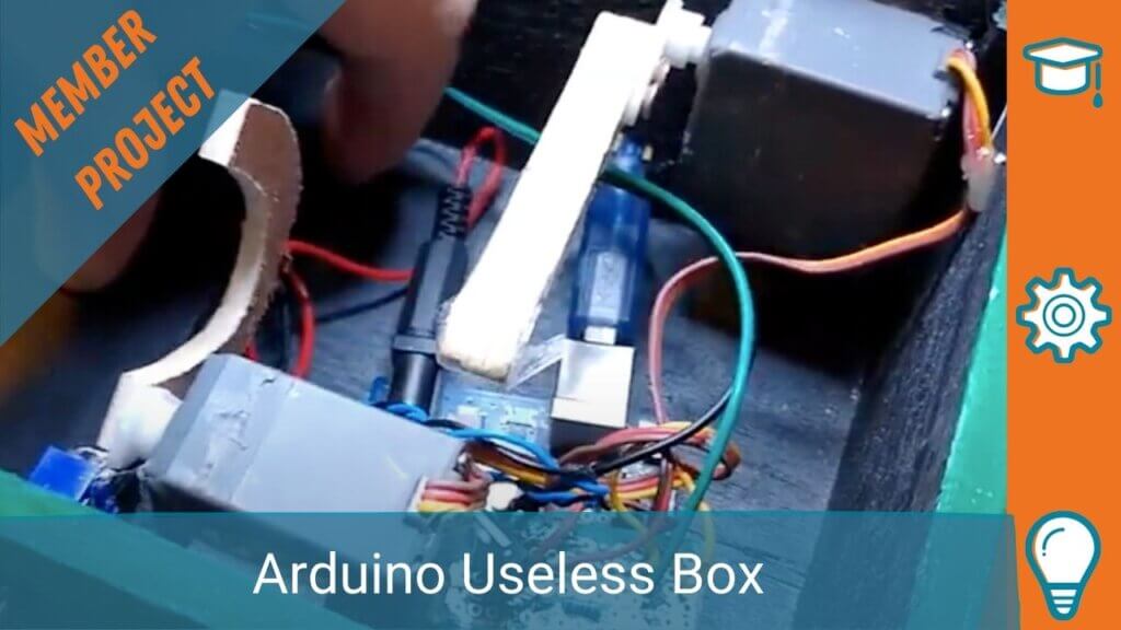 Arduino UNO, servo, wires, levers, inside wood box