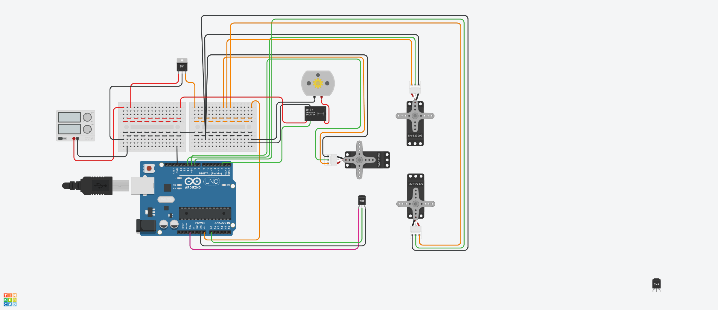 Arduino Hydroponics - TinkerCAD water level sensor