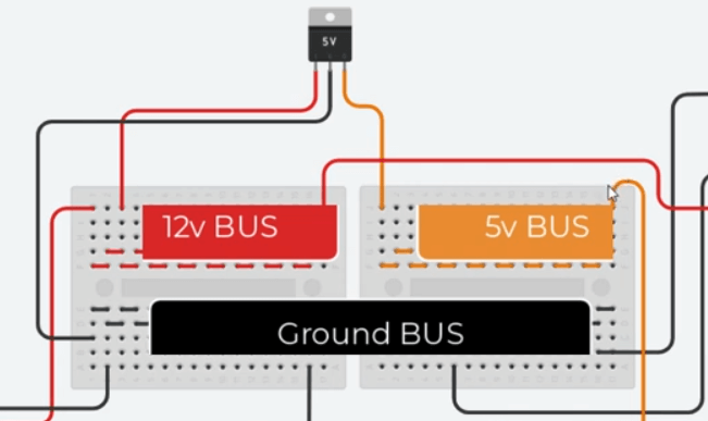 Arduino Hydroponics - TinkerCAD power bus