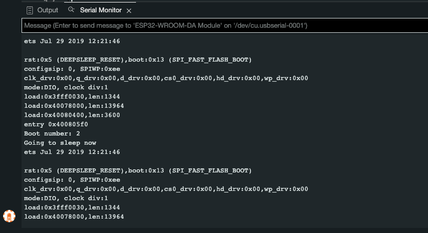 Serial Monitor read out from ESP32 waking up form deep sleep, Arduino IDE 2.x