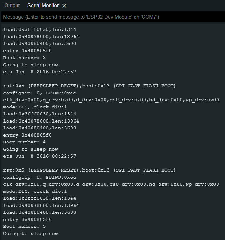 ESP32 Dev Module Serial Monitor