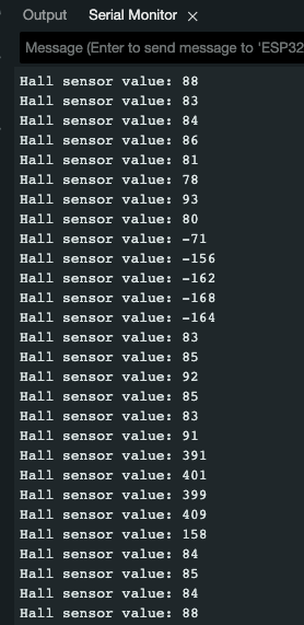 ESP32 Serial Monitor - Hall Effect Sensor