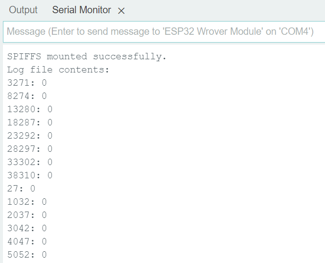 Output - Serial Monitor - SPIFFS