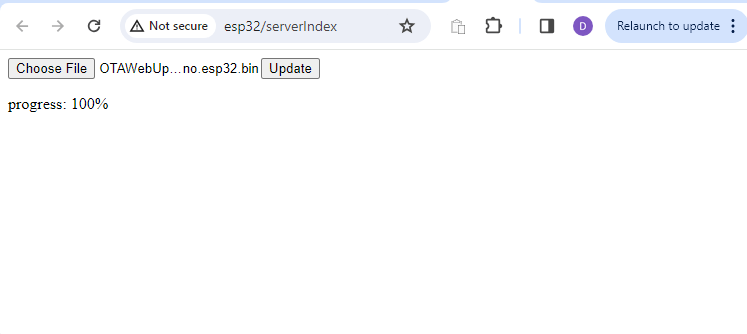 ESP32 Firmware Update Progress
