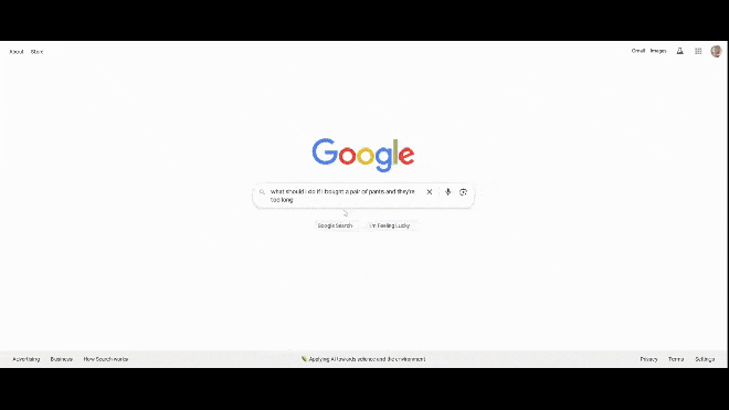 Un GIF montre à quoi ressemble la page des résultats de recherche pour 